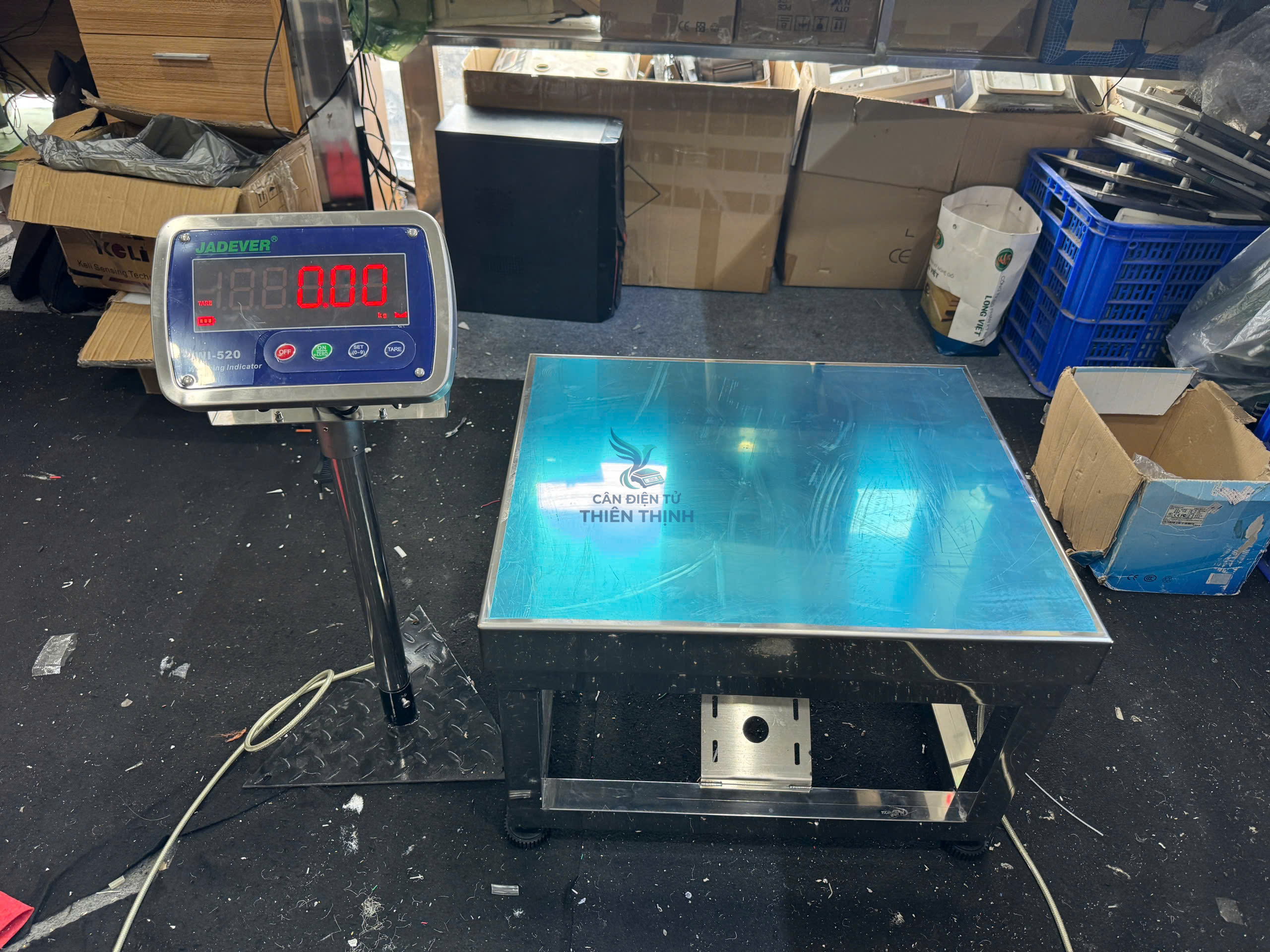 Cấn nông sản Inox 50cm x 60cm, đầu cân chống nước IWI 520.